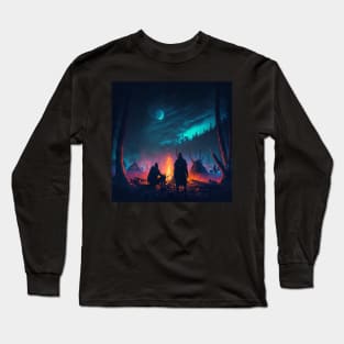 Valheim Vikings Around a Camp Fire Long Sleeve T-Shirt